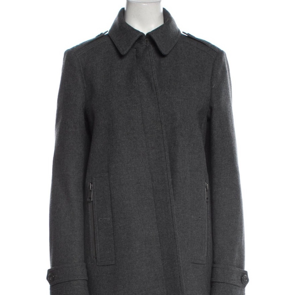 Burberry Wool Coat Gray Women’s Size 12 Classic Minimalist Luxury Jacket Brit